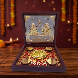 Estatua de Ídolo Hindú Hecha a Mano, Decoración Artística Tradicional de Acero Inoxidable Plateado, Artesanía de Varias Piezas para Boda o Diwali - Product Image 2
