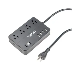 4 Ways US OUTLETS 4USB Ports US Plug Extension Socket Electric Power Strip with phone holder inside