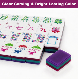 Juego de Mahjong Acrílico Morado de Lujo Moderno de 4 Capas con 160 Fichas, Portátil, Duradero y Resistente al Agua para Fiestas, <span class=keywords><strong>Casino</strong></span> y Camping - Product Image 3