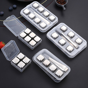 Piedras Enfriadoras de <span class=keywords><strong>Vino</strong></span> y Whisky Reutilizables de Acero Inoxidable 304 con Pinzas y Caja de Almacenamiento, Mini Cubitos de Hielo - Product Image 1