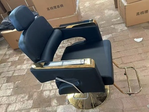 Fauteuil de Barbier Moderne en Similicuir, Hauteur Réglable Hydrauliquement, Mobilier de Salon au Design Contemporain, Accents Dorés, Base Ronde - Product Image 2