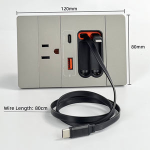 Universeel 20W Usb Type-C Stopcontact Met Intrekbare Kabel En Snel Opladen Abs Paneel 110-250V Bureaustekker - Product Image 4