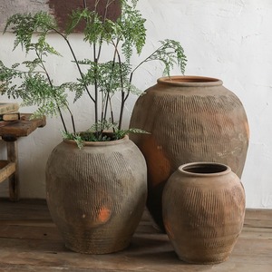 MSH-Jarrón grande antiguo <span class=keywords><strong>para</strong></span> decoración de patio, maceta de arcilla gruesa, urna de jardín, jarrón rústico de cerámica - Product Image 1