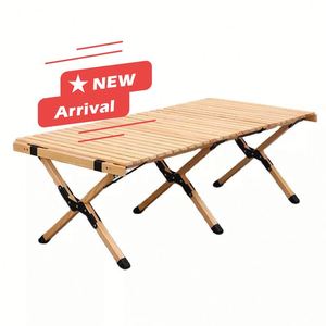 Mesa de Picnic Plegable de Acero y Madera de Pino para Exteriores, Portátil, para Camping - Product Image 1