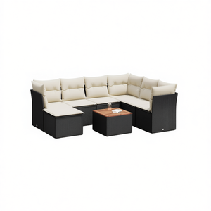 Black <b>Rattan</b> Garden <b>Sofa</b> Set 6 Seater Weather Resistant Outdoor Furniture Contemporary Design - Product Image 1