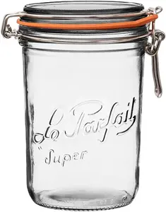 1升玻璃罐，带橡胶密封和玻璃盖，用于水果、泡菜果酱储存