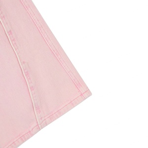 Pantalon en jean rose décontracté à jambe large, nouvelle mode streetwear, jean ample à empiècements pour hommes - Product Image 5