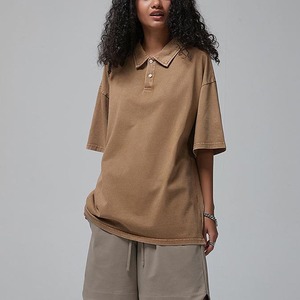 Polo da Donna di Alta Qualità 100% Cotone con Logo Personalizzato, <span class=keywords><strong>Taglie</strong></span> Grandi, Manica Corta, Pesante, Effetto Lavaggio Acido, Stile Vintage - Product Image 2