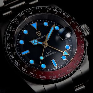 Berjani GMT Men's Automatic Mechanical <b>Watch</b> Stainless Steel <b>Case</b> 12.5mm Water Resistant Multiple Time Zone Luminous Sport <b>Watch</b> - Product Image 3