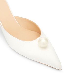 <span class=keywords><strong>Décolleté</strong></span> Slingback 2026 in Raso Bianco con Decorazioni di Perle, Comode Ciabatte con <span class=keywords><strong>Tacco</strong></span> <span class=keywords><strong>Basso</strong></span> per Sposa - Product Image 4