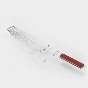 Accessoires de barbecue en maille métallique avec manche en bois Panier à hot-dog pour gril de camping et pince à barbecue pour légumes et saucisses - Product Image 2