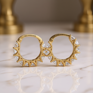Orecchini a Cerchio da Donna Vleunfim in Oro 18K con Cristalli e Strass, Design Geometrico, Gioielli di Lusso per Uso Quotidiano - Product Image 2