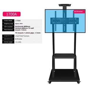 ขาตั้งทีวีเคลื่อนที่แบบมีล้อ ผลิตจา<span class=keywords><strong>ก</strong></span>เหล็<span class=keywords><strong>ก</strong></span>แผ่นรีดเย็นสีดำ คุณภาพ<span class=keywords><strong>สูง</strong></span> ขนาด<span class=keywords><strong>สูง</strong></span>สุด 65 <span class=keywords><strong>นิ้ว</strong></span> พร้อมชั้นวาง - Product Image 6
