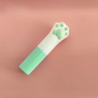Tube de rouge à lèvres en plastique imprimé à l'écran, forme de patte de chat mignonne, couleur rose, avec applicateur, cosmétique