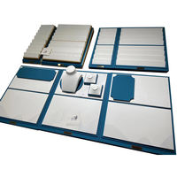 Ensemble de présentoirs à bijoux de luxe en cuir PU bleu, accessoires haut de gamme pour l'affichage de bagues, colliers et boucles d'oreilles en boutique