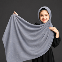 Tela transparente arrugada gris pizarra con hilo plateado tejido, ideal para hiyab, pañuelo para la cabeza de niños, atuendo modesto para uso diario.