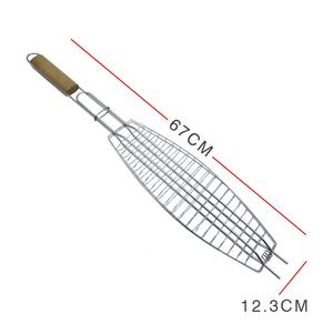 Estante de herramientas de barbacoa de metal para exteriores con mallas antiadherentes resistentes a la corrosión y cesta de parrilla de carbón de bambú para barbacoa de pescado - Product Image 1