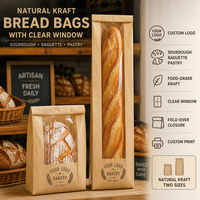Sac en papier kraft pour boulangerie avec fenêtre, vente en gros, logo personnalisé en usine, haute qualité, robuste, sac alimentaire le plus vendu