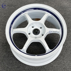 Nuevas llantas de carreras <span class=keywords><strong>Sayan</strong></span> RG1 de 17 pulgadas, de aleación de aluminio fundido, multirradio, blancas con borde azul, ligeras y de alto rendimiento. - Product Image 3