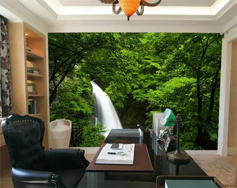 green forest water Landscape 3D office background wallpaper for wall decor