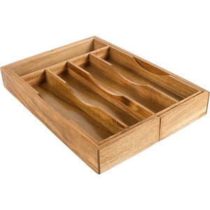 Organisateur de tiroir de cuisine en <span class=keywords><strong>bois</strong></span> d'acacia de luxe en gros pour couverts et ustensiles, plateau réglable, boîte de rangement pour tiroir de cuisine - Product Image 6