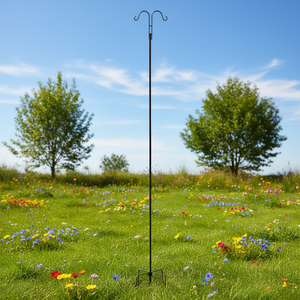 <b>Bird</b> <b>Feeder</b> Pole 108 Inch Heavy Duty Double Hook Outdoor Iron <b>Bird</b> Feeding <b>Stand</b> - Product Image 2