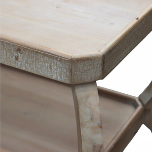 PARISLOFT-Mesa de consola de madera de 3 niveles, mesa de entrada con estantes curvada, mesa decorativa de madera para sala de estar, entrada, pasillo, 4 - Product Image 1