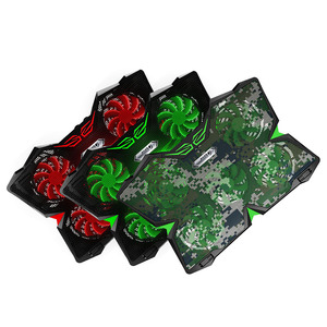 Lumière LED verte silencieuse 5 ventilateurs refroidisseur d'ordinateur <span class=keywords><strong>portable</strong></span> coussin de refroidissement ordinateur <span class=keywords><strong>portable</strong></span> de jeu support de refroidissement double port USB - Product Image 6