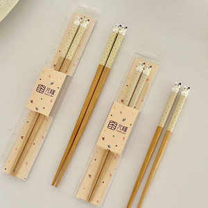 ตะเกียบไม้ไผ่หยวนจิน 19.5 ซม. 23.5 ซม. ลายการ์ตูนแมว สำหรับเป็นของขวัญ - Product Image 4