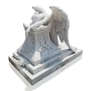 Sculpture Factory Hand Carved Marble Tombstone Angel Monument Weeping Angel Statue Headstone
