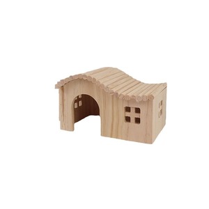 Casa para esconderse para hámster, de madera, a prueba de mordidas, casa de juguete sin base, pequeña casa de madera, cueva individual para hámster dorado, estilo bosque - Product Image 1