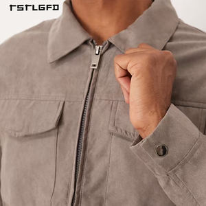 Chaqueta Utilitaria Personalizada para Hombre, Color Beige, Algodón Twill, Corte Regular, Cierre de Cremallera, Estilo Urbano, Chaquetas al por Mayor - Product Image 5