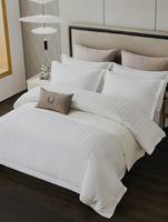 Ensemble de draps de lit rayés de qualité supérieure pour hôtel, blanc pur