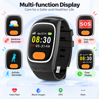 Montre connectée carrée 4G LTE GPS avec alerte de chute SOS, étanche IP67, bracelet en silicone, charge magnétique, surveillance de sécurité d'urgence pour personnes âgées