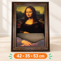 Maison pour chat Mona Lisa en carton ondulé classique et mignon, griffoir avec fermeture à bouton, motif peinture à l'huile, toutes saisons, Halloween