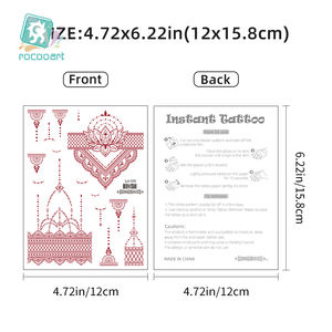 Fabricant de Tatouages Autocollants Temporaires au Henné Rouge Personnalisés, Imperméables pour <span class=keywords><strong>Femme</strong></span> et Fille, Art Corporel Sexy pour Mains et Pieds, Fleur d'Inde - Product Image 3