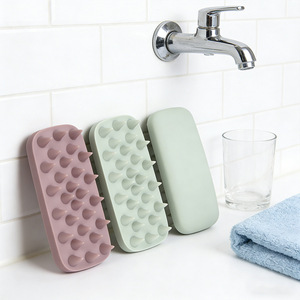 Silicone Scalp Massage <b>Brush</b> Rectangular Conical Teeth For Wet And Dry Use Green Orange Red Bean <b>Paste</b> - Product Image 2