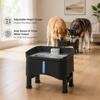 Fontaine à eau pour animaux de compagnie intelligente de 11 L, hauteur réglable, distributeur d'eau automatique avec capteur, pompe à eau silencieuse et protection anti-éclaboussures haute