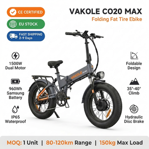 Bicicletas Eléctricas Plegables de Aleación de Aluminio con Motor Dual de 750W*2 para Adultos, Bicicleta Eléctrica Plegable con Asistencia al Pedaleo, Neumáticos Anchos, 48v 20ah - Product Image 2