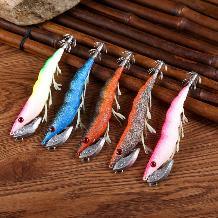 Luminous Wood Shrimp Squid Jig Lure 25g For Carp Fishing
