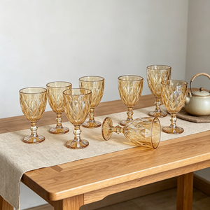 Ensemble <span class=keywords><strong>de</strong></span> 6 <span class=keywords><strong>verres</strong></span> à vin ambrés <span class=keywords><strong>de</strong></span> 330 ml avec logo personnalisé, sans plomb, à pied, pour mariage, fête, bar - Product Image 5
