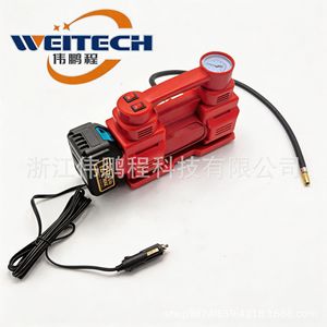 Weitech Dual Cylinder Tire Inflator 12V Lithium <b>Battery</b> Car Air <b>Pump</b> With Pointer Gauge For Compact Car Motorcycle - Product Image 2