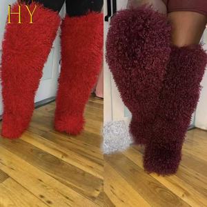 2025 חורף חם נשים רכות חמות באיכות גבוהה קטיפה מעל הברך מונגוליאנית מגפי שלג חורף - Product Image 1