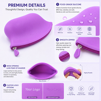 Sac de maquillage en silicone réutilisable personnalisé en usine, pochette de rangement portable pour voyage, trousse de toilette et de beauté, sacs et étuis cosmétiques
