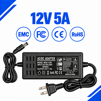 Adaptateur secteur DC de bureau 12V 5A 60W avec logo personnalisé, prises US EU UK AU, connecteurs multiples pour ordinateur, appareil de beauté, ventilateur, routeur