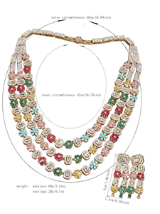 Ensemble collier et boucles d'oreilles de luxe multicolores en zircone cubique, bijoux de mariage pour femmes, accessoires de mode, cadeau - Product Image 6