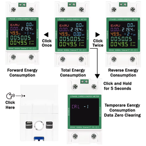Monitor de riel Din 110V 220V Voltaje Factor de potencia de corriente Reinicio activo Medidor de frecuencia de energía eléctrica cero Voltímetro AMP - Product Image 5