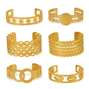 European American Retro Titanium Steel <b>Bracelet</b> Hollow <b>Gold</b> Decoration Geometric Unisex Jewelry Wholesale - Product Image 5