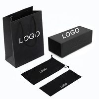 Étui de Luxe Pliant pour Lunettes de Soleil, Boîte Noire avec Pochettes en Tissu, Emballage pour Lunettes et Ensemble Boîte à Tiroir