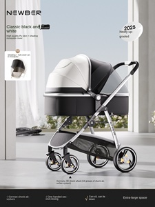 Cochecito de Bebé de Aleación de Aluminio y Cuero PU, 0-3 Años, Ligero, Plegable, con Vista Alta, Amortiguación 3D, Amplio, Sistema de Viaje - Product Image 1